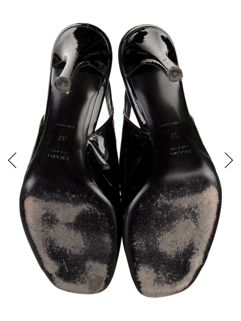 Black Patent Peep-Toe Slingback Prada Heels - Picture 5 of 6